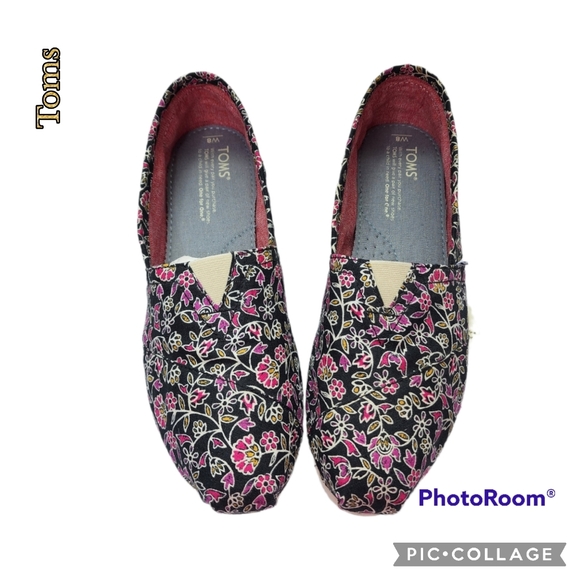 Toms Shoes - Toms canvas slip-on shoes floral soft comfortable size 8 nwt